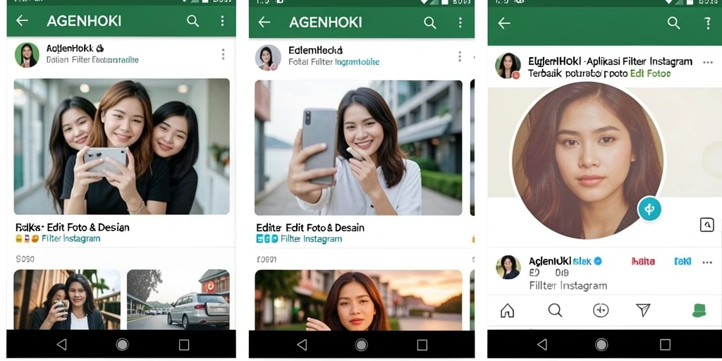 Screenshot AGENHOKI menampilkan antarmuka dengan berbagai filter Instagram.