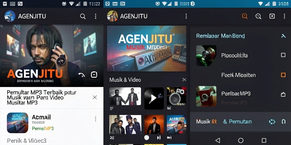 Tampilan antarmuka aplikasi AGENJITU dengan fitur Pemutar MP3 yang menarik.