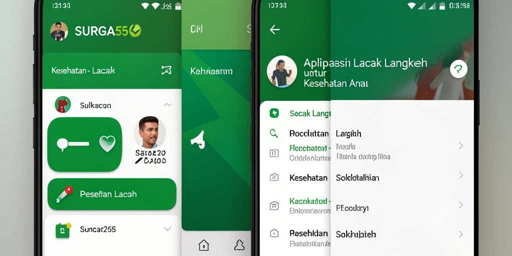 Antarmuka aplikasi SURGA55 dengan fitur Lacak Langkah.