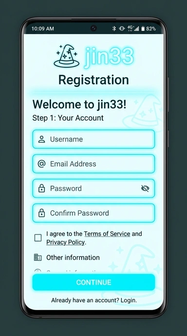 Tampilan halaman daftar jin33