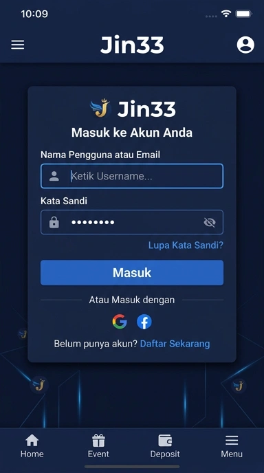 Tampilan halaman login jin33
