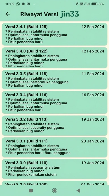 Tampilan riwayat versi jin33